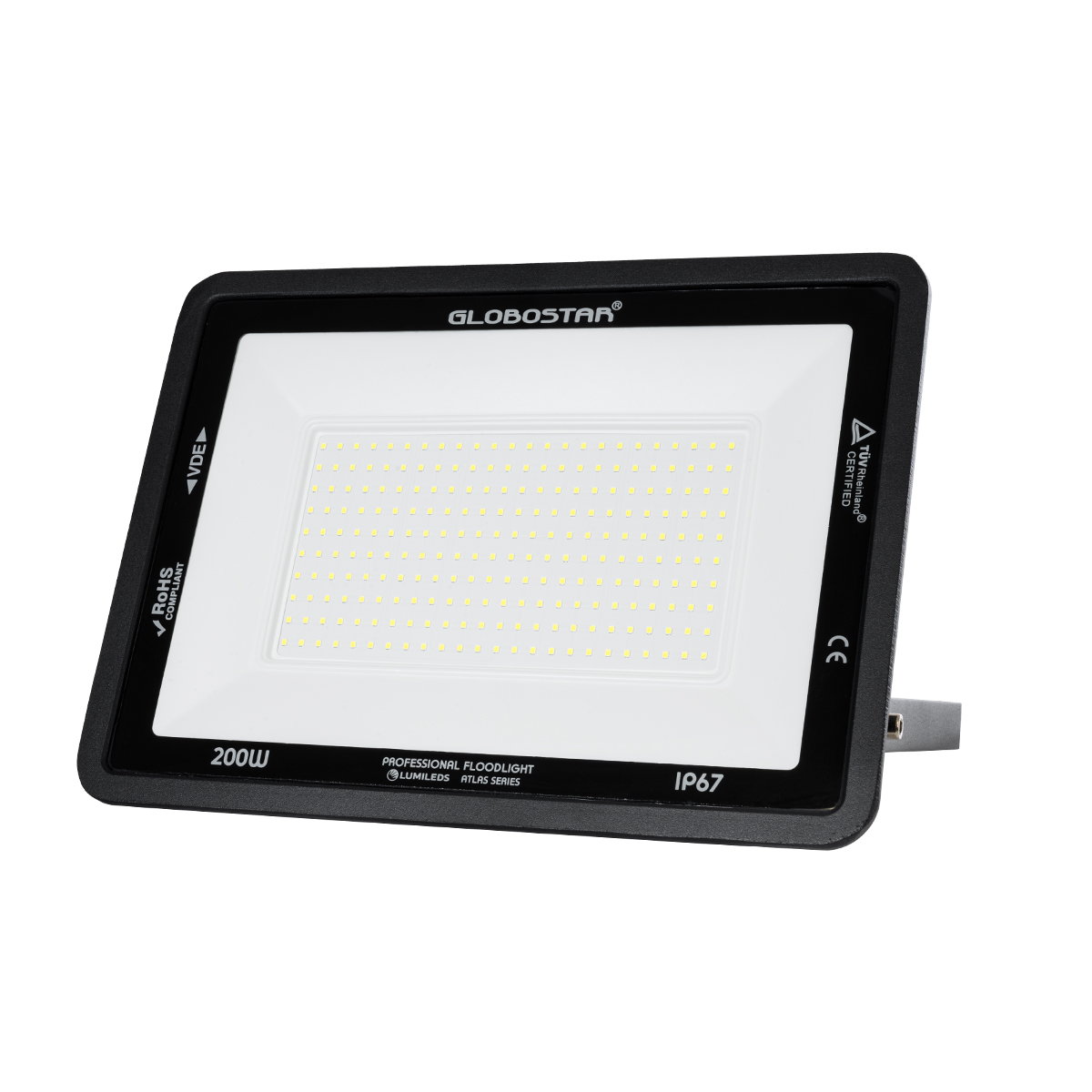 GLOBOSTAR® ATLAS 61431 Προβολέας LED 200W 25000lm 120° AC 220-240V Αδιάβροχο IP67 Ψυχρό Λευκό 6000K - Lumileds SMD Chip - TÜV Rheinland Certified - Μαύρο Ματ - Μ38 x Π4 x Υ28cm - 5 Χρόνια Εγγύηση - Image 2
