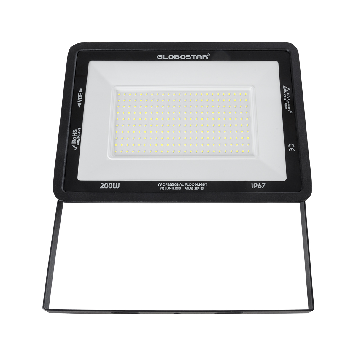 GLOBOSTAR® ATLAS 61431 Προβολέας LED 200W 25000lm 120° AC 220-240V Αδιάβροχο IP67 Ψυχρό Λευκό 6000K - Lumileds SMD Chip - TÜV Rheinland Certified - Μαύρο Ματ - Μ38 x Π4 x Υ28cm - 5 Χρόνια Εγγύηση - Image 3