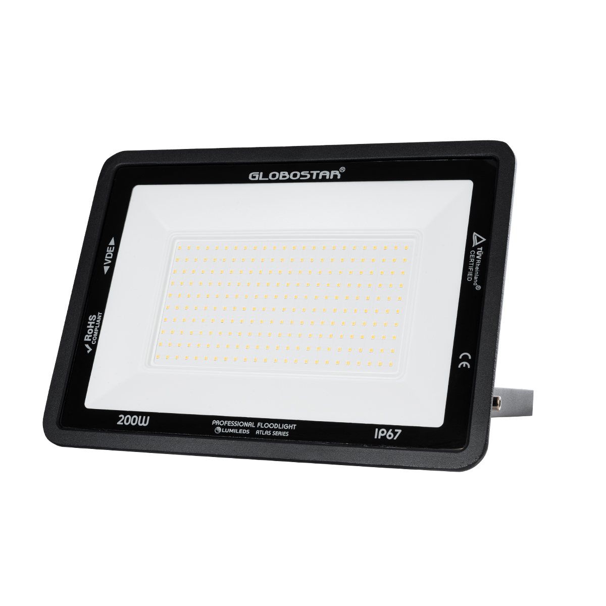 GLOBOSTAR® ATLAS 61433 Προβολέας LED 200W 23000lm 120° AC 220-240V Αδιάβροχο IP67 Θερμό Λευκό 2700K - Lumileds SMD Chip - TÜV Rheinland Certified - Μαύρο Ματ - Μ38 x Π4 x Υ28cm - 5 Χρόνια Εγγύηση - Image 2