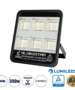 GLOBOSTAR® TITAN 61435 Προβολέας για Γήπεδα Tennis & Ποδοσφαίρου 5x5 LED 390W 48750lm 60°x90° AC 220-240V Αδιάβροχο IP67 Φυσικό Λευκό 5000K - Lumileds SMD Chip - TÜV Rheinland Certified - Μαύρο Ματ - Μ32 x Π8 x Υ35cm - 5 Χρόνια Εγγύηση