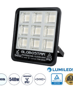 GLOBOSTAR® TITAN 61436 Προβολέας για Γήπεδα Tennis & Ποδοσφαίρου 5x5 LED 540W 67500lm 60°x90° AC 220-240V Αδιάβροχο IP67 Φυσικό Λευκό 5000K - Lumileds SMD Chip - TÜV Rheinland Certified - Μαύρο Ματ - Μ38 x Π8 x Υ42cm - 5 Χρόνια Εγγύηση