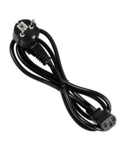 GLOBOSTAR® PLUGA 61498 Καλώδιο Τροφοδοσίας C13 με Πλάγια Πρίζα Schuko 250V 10A max 1.5m - 3*0.75mm2 - Μαύρο - Μ150 x Π3.6 x Υ3.6cm