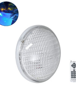 GloboStar® POOLANO 61537 Λάμπα LED Σποτ Πισίνας GX16D PAR56 25W 1750lm 120° AC 12V Αδιάβροχο IP68 IK06 Tempered Glass Φ18 x Υ10cm RGB με Ασύρματο Χειριστήριο RF 2.4Ghz Εμβέλειας 60 Μέτρων - Bridgelux Chip - 3 Years Warranty