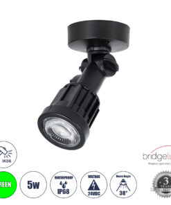 GLOBOSTAR® GARDENINI 61547 Φωτιστικό Σποτ LED 5W 550lm 38° DC 24V Αδιάβροχο IP68 Πράσινο Dimmable - Lumileds SMD Chip - Μαύρο - Μ7 x Π7 x Υ14.5cm - 3 Χρόνια Εγγύηση