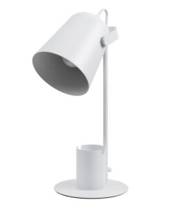 GLOBOSTAR® PENCASE 61564 Μοντέρνο Επιτραπέζιο Φωτιστικό Πορτατίφ με Ντουί 1 x E27 AC 220-240V IP20 - Λευκό - Μ12 x Π15 x Υ38cm