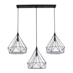 GLOBOSTAR® EIFFEL 61569 Vintage Κρεμαστό Φωτιστικό Οροφής με Ντουί 3 x E27 AC 220-240V IP20 - Μαύρο & Λευκό - Μ68 x Π25 x Υ130cm