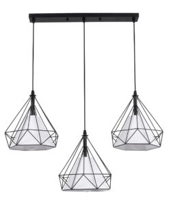 GLOBOSTAR® EIFFEL 61569 Vintage Κρεμαστό Φωτιστικό Οροφής με Ντουί 3 x E27 AC 220-240V IP20 - Μαύρο & Λευκό - Μ68 x Π25 x Υ130cm