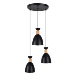 GLOBOSTAR® AVA 61572 Μοντέρνο Κρεμαστό Φωτιστικό Οροφής με Ντουί 3 x E27 AC 220-240V IP20 - Μαύρο & Μπεζ - Μ35 x Π35 x Υ130cm