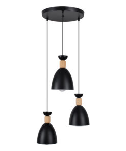 GLOBOSTAR® AVA 61572 Μοντέρνο Κρεμαστό Φωτιστικό Οροφής με Ντουί 3 x E27 AC 220-240V IP20 - Μαύρο & Μπεζ - Μ35 x Π35 x Υ130cm