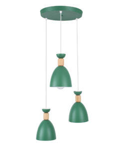 GLOBOSTAR® AVA 61575 Μοντέρνο Κρεμαστό Φωτιστικό Οροφής με Ντουί 3 x E27 AC 220-240V IP20 - Πράσινο & Μπεζ - Μ35 x Π35 x Υ130cm