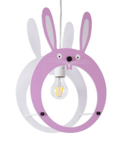 GLOBOSTAR® BUNNY 61577 Παιδικό Κρεμαστό Φωτιστικό Οροφής με Ντουί 1 x E27 AC 220-240V IP20 - Ροζ & Λευκό - Μ27.2 x Π15.5 x Υ40cm