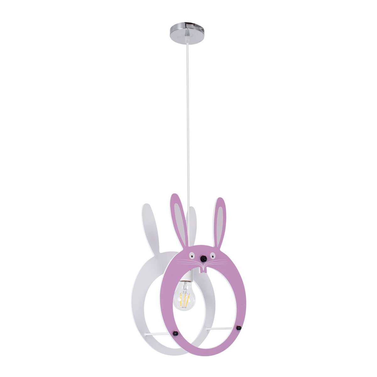 GLOBOSTAR® BUNNY 61577 Παιδικό Κρεμαστό Φωτιστικό Οροφής με Ντουί 1 x E27 AC 220-240V IP20 - Ροζ & Λευκό - Μ27.2 x Π15.5 x Υ40cm - Image 4