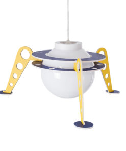 GLOBOSTAR® UFO 61581 Παιδικό Κρεμαστό Φωτιστικό Οροφής με Ντουί 1 x E27 AC 220-240V IP20 - Κίτρινο & Μπλε - Μ58 x Π58 x Υ24cm