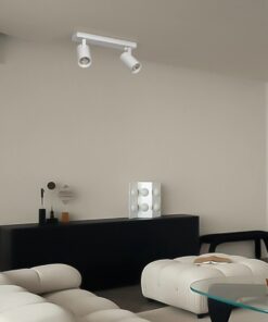 kelvo® SPOTA KLV-101-0137 Κινούμενο Φωτιστικό Σποτ Οροφής για 2 Λάμπες MR16 με Ντουί GU10 AC 220-240V IP20 – Λευκό Ματ – Μ30 x Π6 x Υ14.5cm