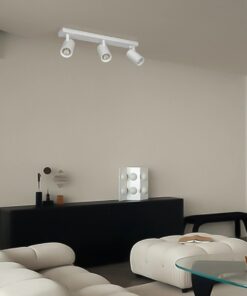 kelvo® SPOTA KLV-101-0139 Κινούμενο Φωτιστικό Σποτ Οροφής για 3 Λάμπες MR16 με Ντουί GU10 AC 220-240V IP20 – Λευκό Ματ – Μ48 x Π6.2 x Υ14cm