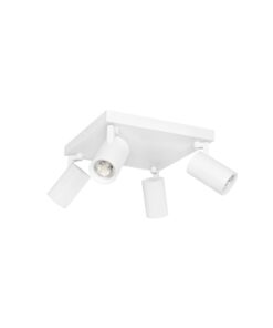 kelvo® SPOTA KLV-101-0147 Κινούμενο Φωτιστικό Σποτ Οροφής για 4 Λάμπες MR16 με Ντουί GU10 AC 220-240V IP20 – Λευκό Ματ – Μ26 x Π26 x Υ14cm