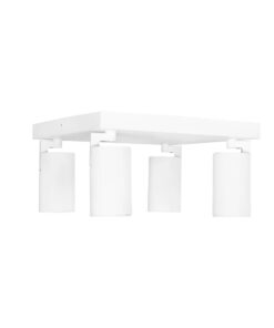 kelvo® SPOTA KLV-101-0147 Κινούμενο Φωτιστικό Σποτ Οροφής για 4 Λάμπες MR16 με Ντουί GU10 AC 220-240V IP20 – Λευκό Ματ – Μ26 x Π26 x Υ14cm