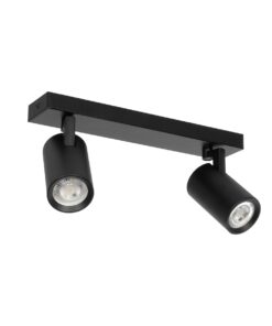 kelvo® SPOTA KLV-101-0136 Κινούμενο Φωτιστικό Σποτ Οροφής για 2 Λάμπες MR16 με Ντουί GU10 AC 220-240V IP20 – Μαύρο Ματ – Μ30 x Π6 x Υ14.5cm