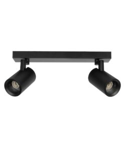 kelvo® SPOTA KLV-101-0136 Κινούμενο Φωτιστικό Σποτ Οροφής για 2 Λάμπες MR16 με Ντουί GU10 AC 220-240V IP20 – Μαύρο Ματ – Μ30 x Π6 x Υ14.5cm