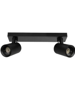 kelvo® SPOTA KLV-101-0136 Κινούμενο Φωτιστικό Σποτ Οροφής για 2 Λάμπες MR16 με Ντουί GU10 AC 220-240V IP20 – Μαύρο Ματ – Μ30 x Π6 x Υ14.5cm