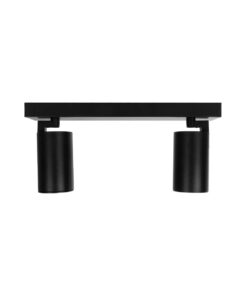 kelvo® SPOTA KLV-101-0136 Κινούμενο Φωτιστικό Σποτ Οροφής για 2 Λάμπες MR16 με Ντουί GU10 AC 220-240V IP20 – Μαύρο Ματ – Μ30 x Π6 x Υ14.5cm