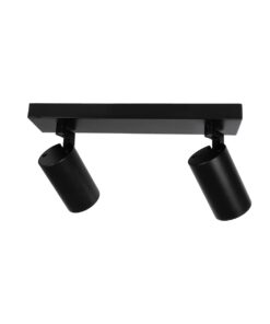 kelvo® SPOTA KLV-101-0136 Κινούμενο Φωτιστικό Σποτ Οροφής για 2 Λάμπες MR16 με Ντουί GU10 AC 220-240V IP20 – Μαύρο Ματ – Μ30 x Π6 x Υ14.5cm
