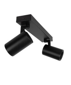 kelvo® SPOTA KLV-101-0136 Κινούμενο Φωτιστικό Σποτ Οροφής για 2 Λάμπες MR16 με Ντουί GU10 AC 220-240V IP20 – Μαύρο Ματ – Μ30 x Π6 x Υ14.5cm
