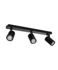 kelvo® SPOTA KLV-101-0138 Κινούμενο Φωτιστικό Σποτ Οροφής για 3 Λάμπες MR16 με Ντουί GU10 AC 220-240V IP20 – Μαύρο Ματ – Μ48 x Π6.2 x Υ14cm