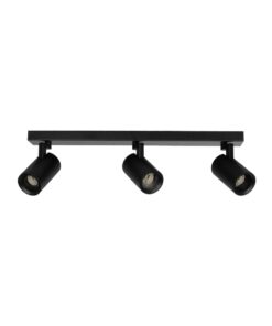 kelvo® SPOTA KLV-101-0138 Κινούμενο Φωτιστικό Σποτ Οροφής για 3 Λάμπες MR16 με Ντουί GU10 AC 220-240V IP20 – Μαύρο Ματ – Μ48 x Π6.2 x Υ14cm