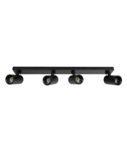 kelvo® SPOTA KLV-101-0140 Κινούμενο Φωτιστικό Σποτ Οροφής για 4 Λάμπες MR16 με Ντουί GU10 AC 220-240V IP20 – Μαύρο Ματ – Μ64 x Π6 x Υ14cm