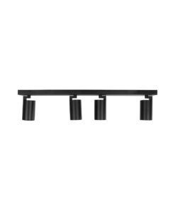 kelvo® SPOTA KLV-101-0140 Κινούμενο Φωτιστικό Σποτ Οροφής για 4 Λάμπες MR16 με Ντουί GU10 AC 220-240V IP20 – Μαύρο Ματ – Μ64 x Π6 x Υ14cm
