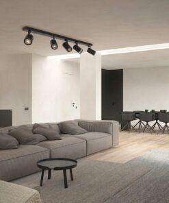 kelvo® SPOTA KLV-101-0142 Κινούμενο Φωτιστικό Σποτ Οροφής για 5 Λάμπες MR16 με Ντουί GU10 AC 220-240V IP20 – Μαύρο Ματ – Μ79.5 x Π6.3 x Υ14cm