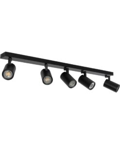kelvo® SPOTA KLV-101-0142 Κινούμενο Φωτιστικό Σποτ Οροφής για 5 Λάμπες MR16 με Ντουί GU10 AC 220-240V IP20 – Μαύρο Ματ – Μ79.5 x Π6.3 x Υ14cm