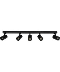 kelvo® SPOTA KLV-101-0142 Κινούμενο Φωτιστικό Σποτ Οροφής για 5 Λάμπες MR16 με Ντουί GU10 AC 220-240V IP20 – Μαύρο Ματ – Μ79.5 x Π6.3 x Υ14cm