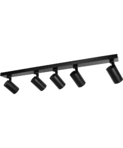 kelvo® SPOTA KLV-101-0142 Κινούμενο Φωτιστικό Σποτ Οροφής για 5 Λάμπες MR16 με Ντουί GU10 AC 220-240V IP20 – Μαύρο Ματ – Μ79.5 x Π6.3 x Υ14cm