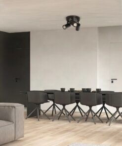 kelvo® SPOTA KLV-101-0144 Κινούμενο Φωτιστικό Σποτ Οροφής για 3 Λάμπες MR16 με Ντουί GU10 AC 220-240V IP20 – Μαύρο Ματ – Μ19 x Π19 x Υ14cm