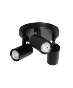 kelvo® SPOTA KLV-101-0144 Κινούμενο Φωτιστικό Σποτ Οροφής για 3 Λάμπες MR16 με Ντουί GU10 AC 220-240V IP20 – Μαύρο Ματ – Μ19 x Π19 x Υ14cm