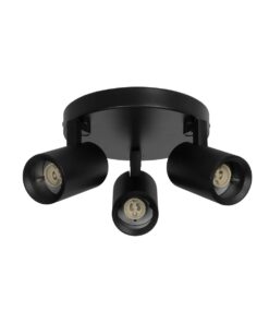 kelvo® SPOTA KLV-101-0144 Κινούμενο Φωτιστικό Σποτ Οροφής για 3 Λάμπες MR16 με Ντουί GU10 AC 220-240V IP20 – Μαύρο Ματ – Μ19 x Π19 x Υ14cm