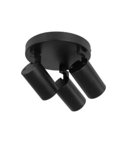 kelvo® SPOTA KLV-101-0144 Κινούμενο Φωτιστικό Σποτ Οροφής για 3 Λάμπες MR16 με Ντουί GU10 AC 220-240V IP20 – Μαύρο Ματ – Μ19 x Π19 x Υ14cm