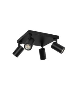 kelvo® SPOTA KLV-101-0146 Κινούμενο Φωτιστικό Σποτ Οροφής για 4 Λάμπες MR16 με Ντουί GU10 AC 220-240V IP20 – Μαύρο Ματ – Μ26 x Π26 x Υ14cm
