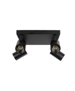 kelvo® SPOTA KLV-101-0146 Κινούμενο Φωτιστικό Σποτ Οροφής για 4 Λάμπες MR16 με Ντουί GU10 AC 220-240V IP20 – Μαύρο Ματ – Μ26 x Π26 x Υ14cm
