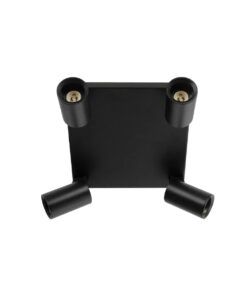 kelvo® SPOTA KLV-101-0146 Κινούμενο Φωτιστικό Σποτ Οροφής για 4 Λάμπες MR16 με Ντουί GU10 AC 220-240V IP20 – Μαύρο Ματ – Μ26 x Π26 x Υ14cm