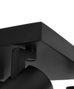 kelvo® SPOTA KLV-101-0146 Κινούμενο Φωτιστικό Σποτ Οροφής για 4 Λάμπες MR16 με Ντουί GU10 AC 220-240V IP20 – Μαύρο Ματ – Μ26 x Π26 x Υ14cm
