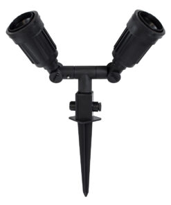GloboStar® GRASEDO 61614 Καρφωτή Βάση Κήπου με 2 Ντουί E27 για Λάμπες Σποτ PAR38 - Αδιάβροχη IP67 - Υψηλής Αντοχής ABS - VDE Certified - Μ25 x Π7.5 x Υ43.5cm - Μαύρο - 5 Years Warranty