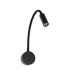 GLOBOSTAR® GOOSE 61690 Μοντέρνο Φωτιστικό Τοίχου - Απλίκα Ξενοδοχείου Reading Light LED 3W 300lm 36° AC 220-240V IP20 Θερμό Λευκό 2700K - CREE XPE Chip & TÜV SÜD Driver - Μαύρο Ματ - Μ6.5 x Π15 x Υ24.5cm - 3 Χρόνια Εγγύηση