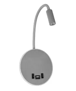 GLOBOSTAR® GOOSE 61694 Μοντέρνο Φωτιστικό Τοίχου - Απλίκα Ξενοδοχείου Reading Light με Φορτιστή USB 3A LED 6W 600lm 36° & 360° AC 220-240V IP20 Θερμό Λευκό 2700K - CREE XPE & Lumileds SMD Chip - Γκρι Ανθρακί Ματ - Μ15.5 x Π15 x Υ30.5cm - 3 Χρόνια Εγγύηση