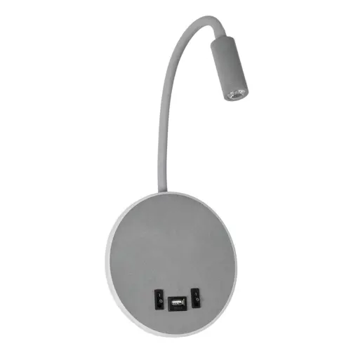 GLOBOSTAR® GOOSE 61694 Μοντέρνο Φωτιστικό Τοίχου - Απλίκα Ξενοδοχείου Reading Light με Φορτιστή USB 3A LED 6W 600lm 36° & 360° AC 220-240V IP20 Θερμό Λευκό 2700K - CREE XPE & Lumileds SMD Chip - Γκρι Ανθρακί Ματ - Μ15.5 x Π15 x Υ30.5cm - 3 Χρόνια Εγγύηση