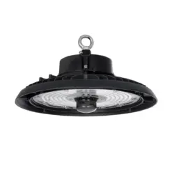 GLOBOSTAR® INDUSTRY 61706 Βιομηχανικό Φωτιστικό Καμπάνα High Bay UFO Τεχνολογίας Smart Group Linkable Control System 2.4Ghz με Αισθητήρα Κίνησης Microwave LED 200W 30000lm SDCM<5 90° AC 85-265V Αδιάβροχο IP65 IK08 Φυσικό Λευκό 5000K - 338 x Sanan Opto SMD Chip & TÜV SÜD Driver - Μαύρο Χυτό Αλουμίνιο - Μ30 x Π30 x Υ16cm - 5 Χρόνια Εγγύηση