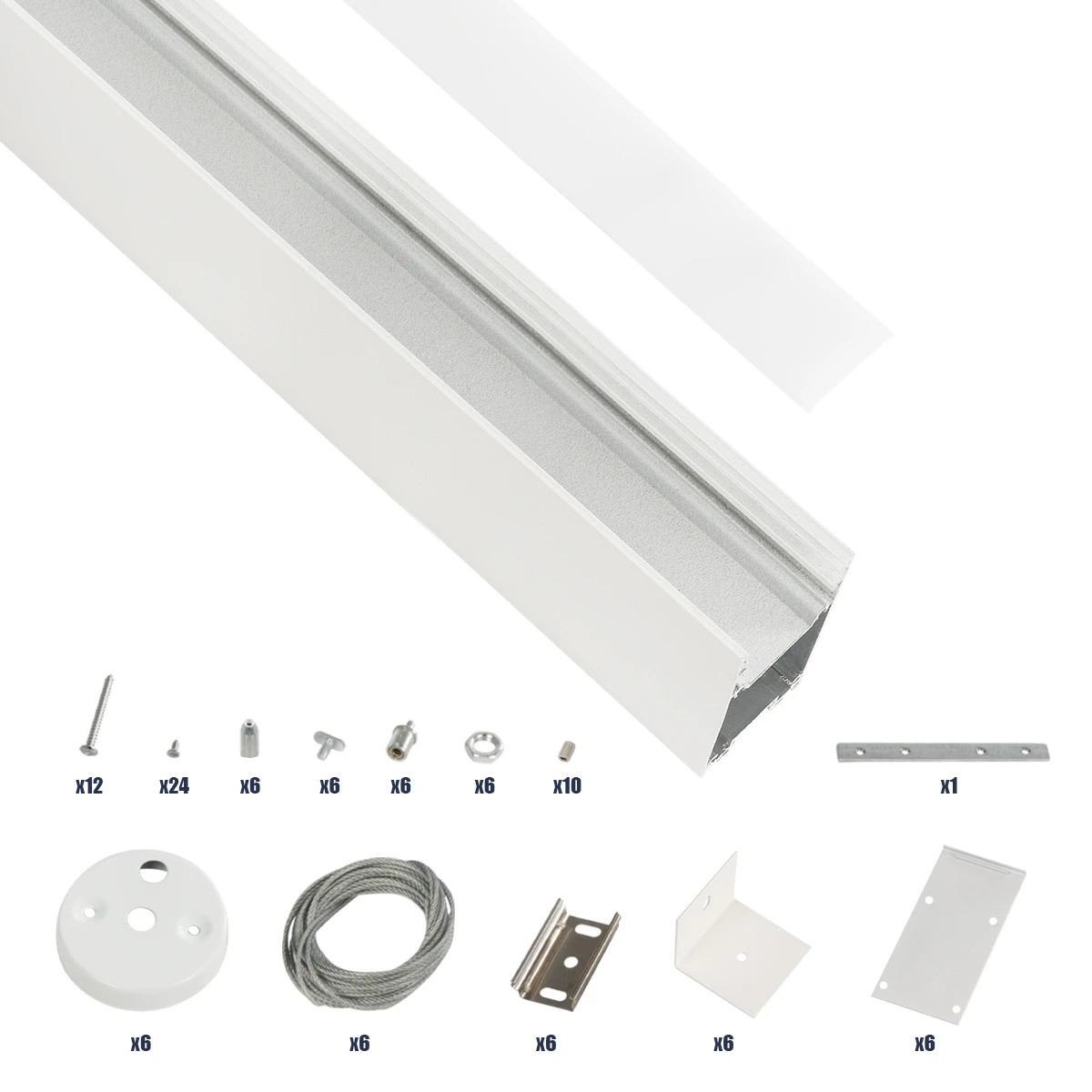 GLOBOSTAR® ALP-LINEAR LUMILINE 61763-3M Επιφανειακό / Κρεμαστό / Επιτοίχιο Προφίλ Αλουμινίου με Λευκό Γαλακτερό Πατητό Κάλυμμα για Ταινίες LED IP20 - Λευκό Ματ - Μ300 x Π3.5 x Υ7cm - Image 3