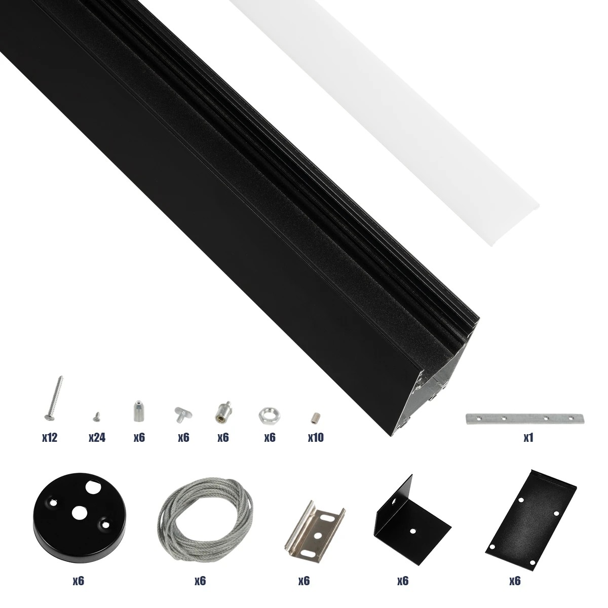 GLOBOSTAR® ALP-LINEAR LUMILINE 61764-3M Επιφανειακό / Κρεμαστό / Επιτοίχιο Προφίλ Αλουμινίου με Λευκό Γαλακτερό Πατητό Κάλυμμα για Ταινίες LED IP20 - Μαύρο Ματ - Μ300 x Π3.5 x Υ7cm - Image 3